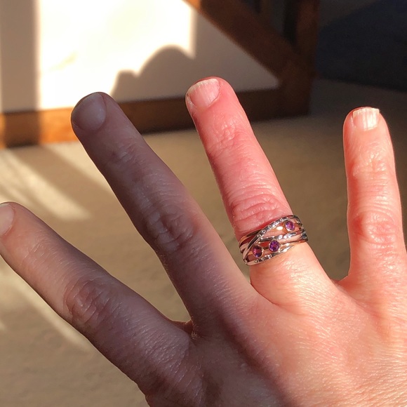Lorenzo Wht/Rose Gold Amethyst & Wht Sapphire Ring - Picture 5 of 6